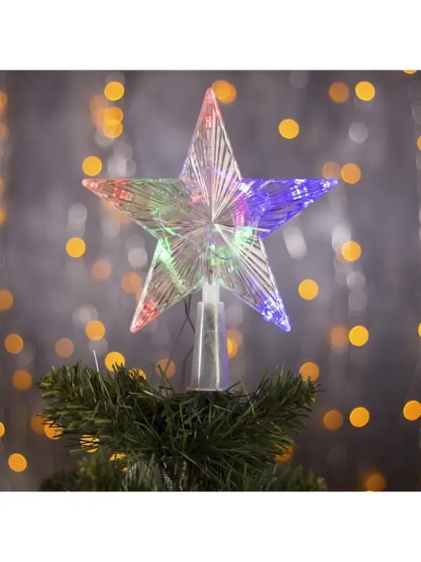 Светодиодная верхушка на ёлку &laquo;Звезда прозрачная&raquo;, 15 см, 10 LED, 220 В, свечение RG/RB
