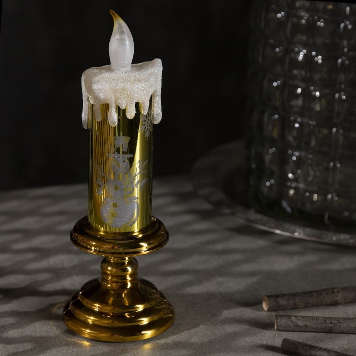 Светодиодная фигура «Свеча со снеговиком» 7 × 20 × 7 см, пластик, батарейки АААх2 (не в комплекте), свечение тёплое белое Светодиодная фигура «Свеча со снеговиком» 7 × 20 × 7 см, пластик, батарейки АААх2 (не в комплекте), свечение тёплое белое