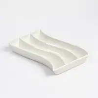 Блюдо для оливок, 3 ячейки, 17.5&times;14&times;2.5 см, фарфор, белое