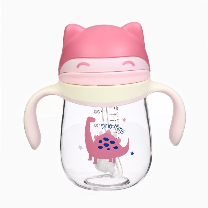 Поильник детский M&B «Котик» с трубочкой, от 9 мес., 280 мл., цвет молочно-розовый Поильник детский M&B «Котик» с трубочкой, от 9 мес., 280 мл., цвет молочно-розовый