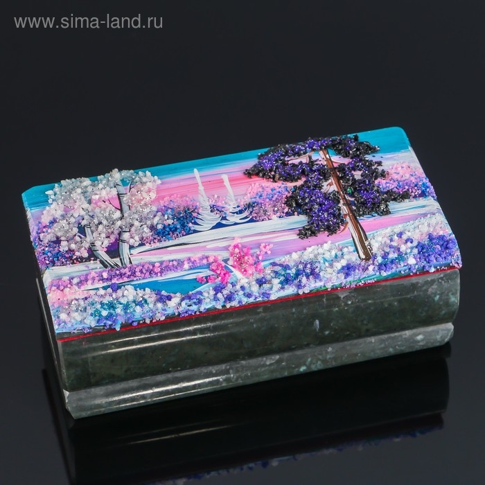 Ларец Ларец "Зима" 15х7х5,5 см, каменная крошка, змеевик