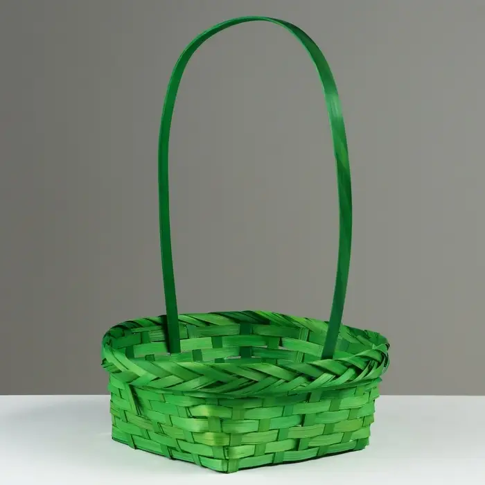 Набор корзин плетеных, D19x9/32 см, D22x9,5/34 см, D25x10/36 см, 3шт, зелёные, бамбук