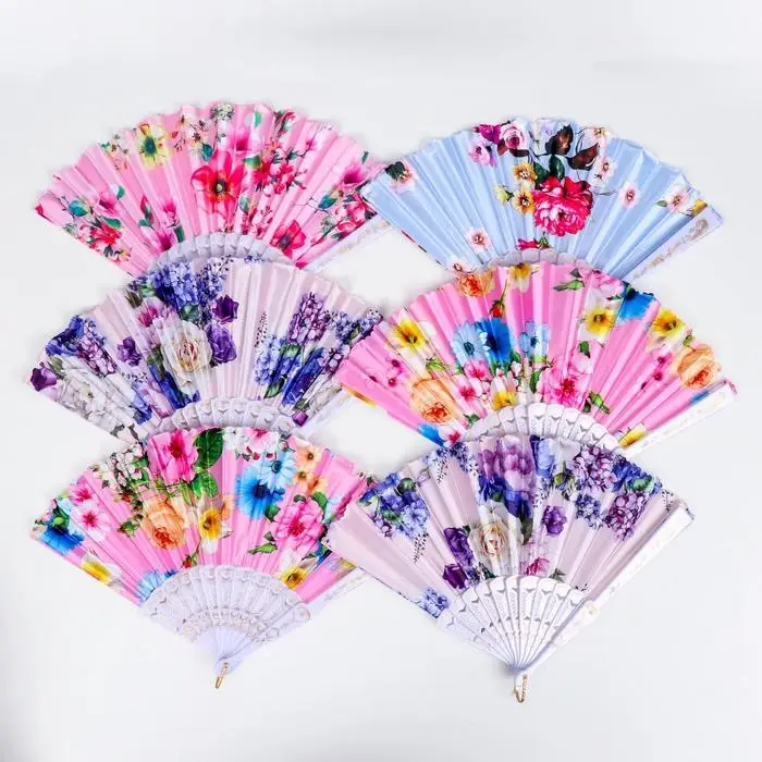 Веер пластик, текстиль  Веер пластик, текстиль "Цветочный" МИКС 23 см