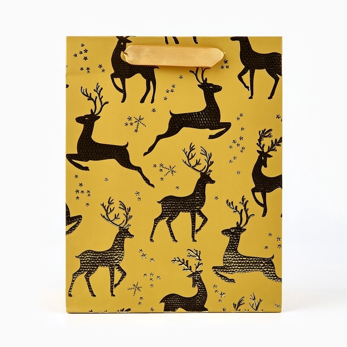 Пакет подарочный новогодний ламинированный «Олени», MS 23 x 18 х 10 см Пакет подарочный новогодний ламинированный «Олени», MS 23 x 18 х 10 см