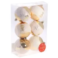 Ёлочные игрушки &laquo;Сказочный лес&raquo;, шары новогодние, набор 6 шт., d=8 см, золотистый
