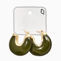 Серьги большие &laquo;Стиль. Подкова&raquo;, акрил, зелёные в золоте
