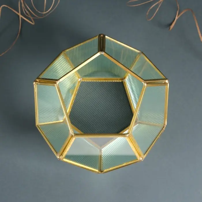 Стеклянный подсвечник на 1 свечу &laquo;Гранённый шар&raquo;, прозрачный, металл, 16&times;16&times;14 см