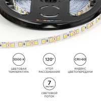 Светодиодная лента Apeyron 12В, SMD2835, 5 м, IP20, 9.6Вт/м, 120 LED/м, 3000К