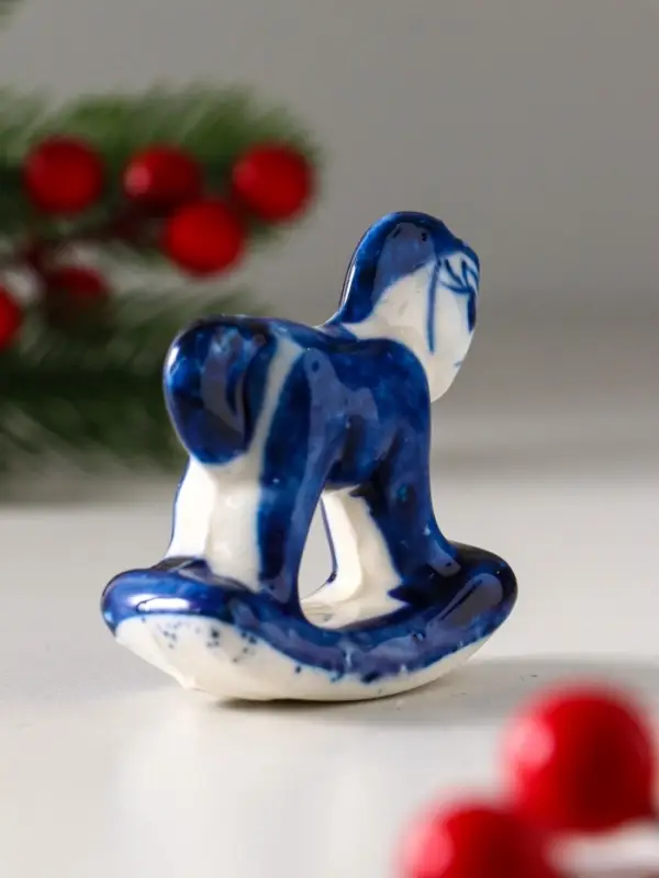 Сувенир  Сувенир "Конь-качалка", 5х5 см, гжель