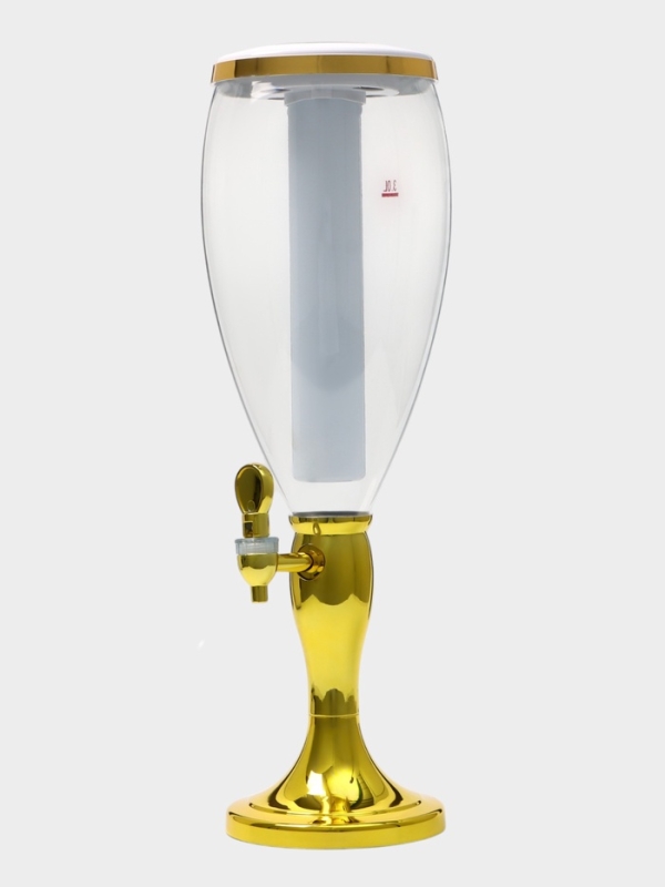 Башня пивная «Вавилон стиль«, 3 л, ёмкость для льда, подсветка, пластик, золотистый Башня пивная «Вавилон стиль«, 3 л, ёмкость для льда, подсветка, пластик, золотистый