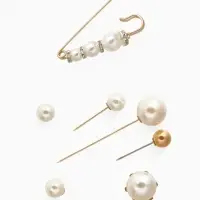 Набор булавок (6 шт.) &laquo;Жемчуг&raquo;, 6.5 см, белый в золоте