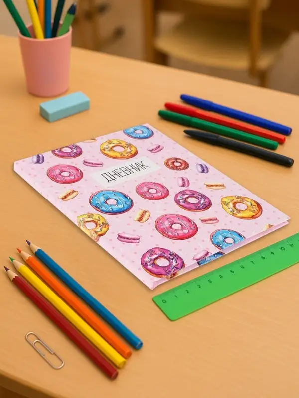 Дневник школьный для 1-11 классов, &laquo;Пончики&raquo;, твёрдая обложка 7БЦ, глянцевая ламинация, 40 листов