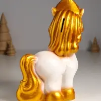 Копилка "Лошадь в кокошнике" 23х17,5х10 см, белый с золотом