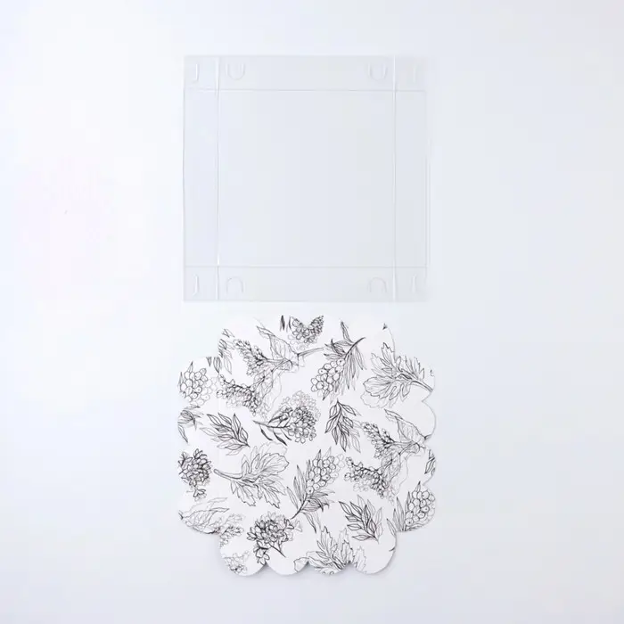 Коробка для печенья, кондитерская упаковка с PVC крышкой, &laquo;Грозди&raquo;, 13 х 13 х 3 см