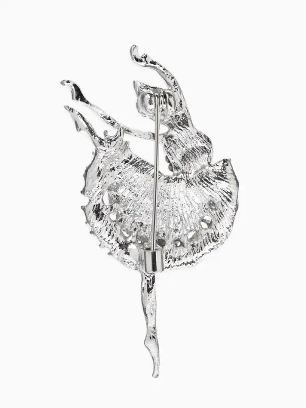 Брошь &laquo;Балерина&raquo;, белая в серебре