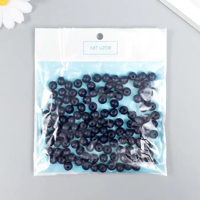 Бусины для творчества дерево "Синий" d-0,8 см, набор 20 гр