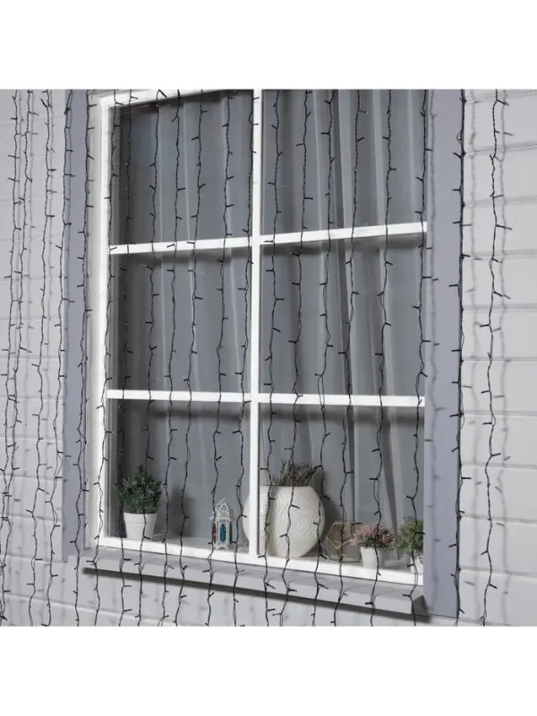 Гирлянда &laquo;Занавес&raquo; 2&times;3 м, IP44, УМС, тёмная нить, 760 LED, свечение белое, мерцание, 220 В