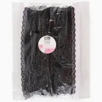 Рюш кружевной, с бусинами, 17 мм, 4.5&plusmn;0.5 м, чёрный