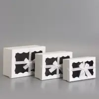 Набор подарочных коробок 3 в 1, прямоугольные с окном, белый, 23&times;16&times;9.5; 21&times;14&times;8; 19&times;12&times;6.5 см