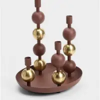 Подсвечник на 4 свечи на тарелке со сферами, 25.5&times;22.5&times;32 см, шоколад