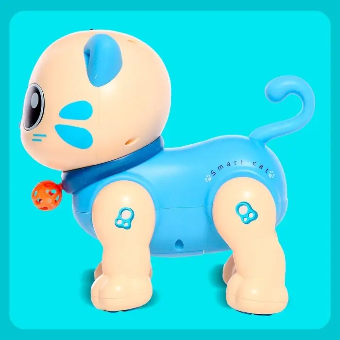 Робот кот &laquo;Пультовод&raquo; ZHORYA, на пульте управления, интерактивный: сенсорный, звук, свет, на батарейках, на русском языке, синий