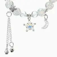 Браслет с подвесками &laquo;Сахарный. Ночное небо&raquo;, d=6 см, шар № 10/8, розовый, голубой в серебре