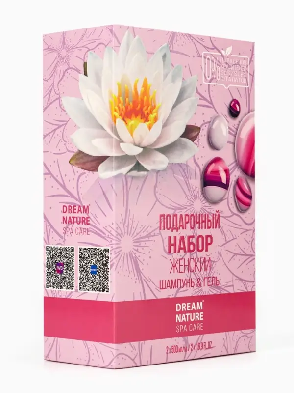Подарочный набор женский DREAM NATURE SPA CARE лотос + густые и сильные волосы:  гель для душа и шам Подарочный набор женский DREAM NATURE SPA CARE лотос + густые и сильные волосы:  гель для душа и шам