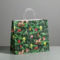 Пакет подарочный новогодний крафтовый «Новогодняя ёлочка», 32 х 28 х 15 см