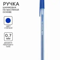 Ручка шариковая 0,7мм синяя, корпус полоски, узел-игла, на масляной основе (пишет1000м)