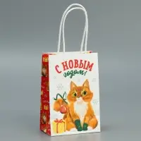 Пакет подарочный новогодний крафтовый «С Новым годом», 15 х 10 х 6 см Пакет подарочный новогодний крафтовый «С Новым годом», 15 х 10 х 6 см