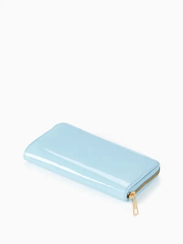 Кошелёк женский на молнии, 20&times;2&times;10 см, лаковый, голубой