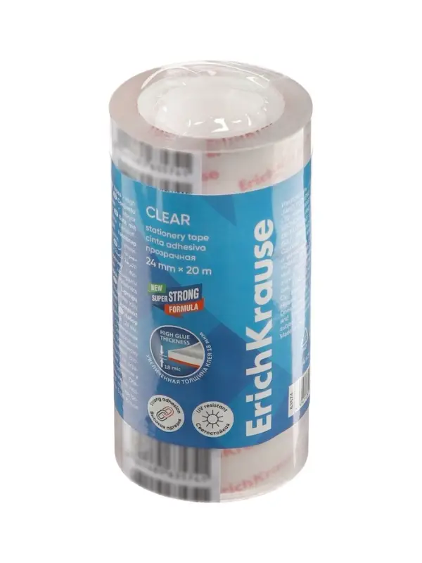 Набор из клейких лент ErichKrause Clear, 24 мм &times; 20 м, прозрачная