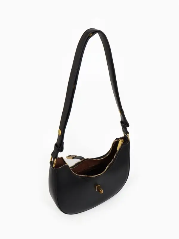 Сумка женская багет TEXTURA на молнии, 24&times;6&times;14 см, чёрная