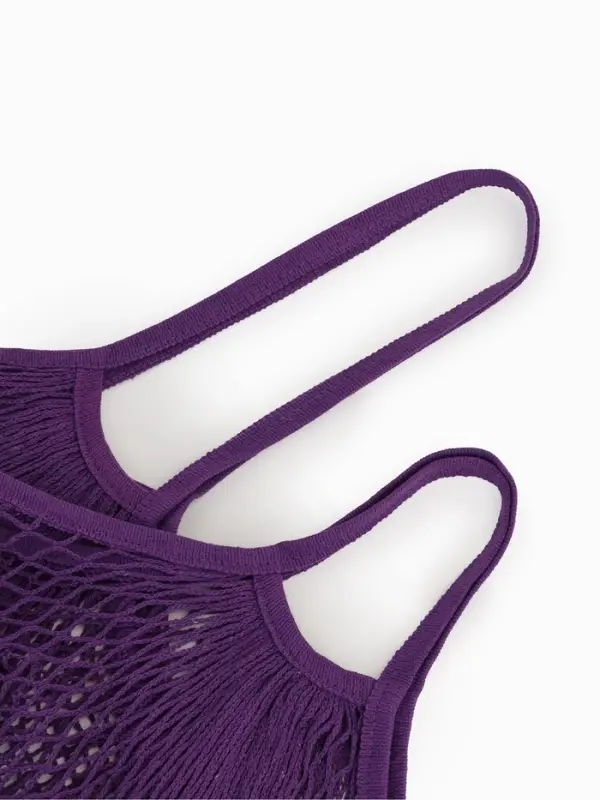 Набор 2 шт.: сумка-авоська плетёная, клетка 1.5 см, фиолетовая