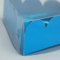 Коробка для печенья, кондитерская упаковка с PVC крышкой, «Голубая», 18 х 3 см