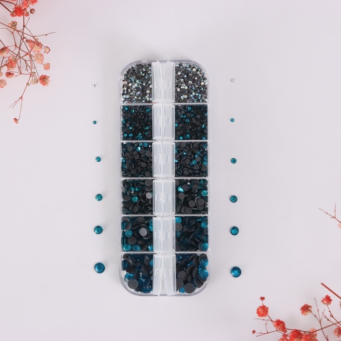 Декор для творчества стекло Декор для творчества стекло "Стразы усечённый конус. Синее море" d=2-6,5 мм н-р 2600 шт