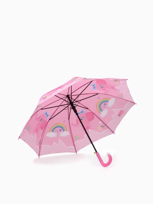 Зонт - трость детский &laquo;Слоник&raquo;, полуавтоматический, R=43/50 см, розовый