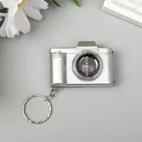 Фонарик брелок для ключей на кольце «Фотоаппарат», мигает, золото/серебро, 3.3×4.8×2 см, МИКС