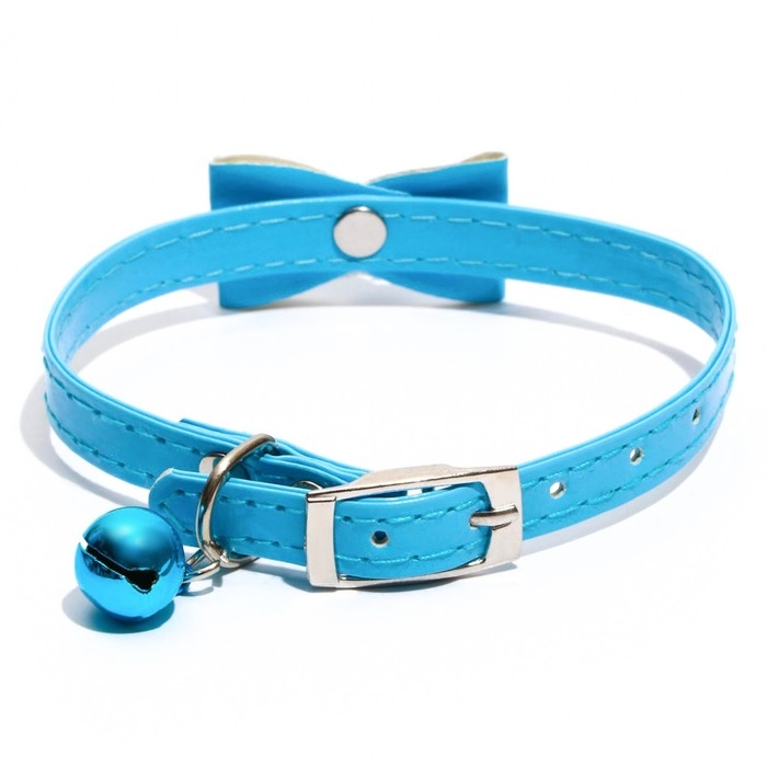 Ошейник Ошейник "Сияние" с бусиной и бубенчиком, 29 х 1 см, ОШ 21-26, голубой