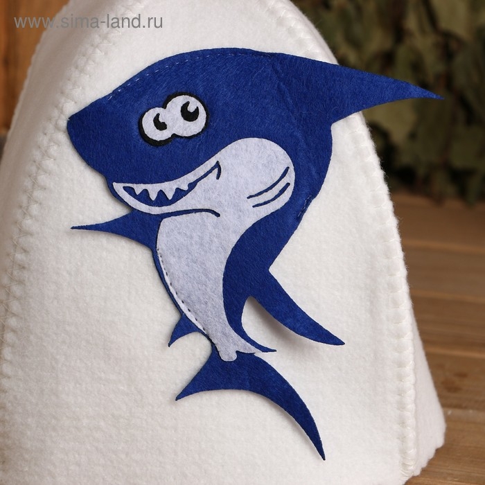 Шапка для бани с детской аппликацией Шапка для бани с детской аппликацией "Акуленок" войлок