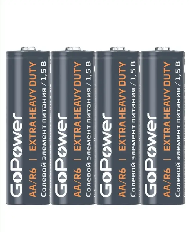 Батарейка GoPower R6 AA Shrink 4 Heavy Duty 1.5V (4/60/1200)