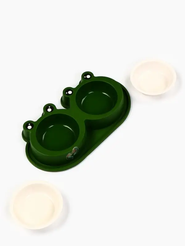 Миска двойная фигурная 29,5 х 14 х 4 см, зелёная Миска двойная фигурная 29,5 х 14 х 4 см, зелёная