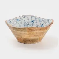 Салатник &laquo;Синие птицы&raquo;, 29&times;29&times;11 см, дерево манго