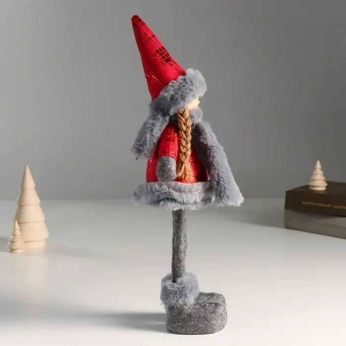 Кукла интерьерная "Ангелочек в красном платье с мехом" 16х7х40 см