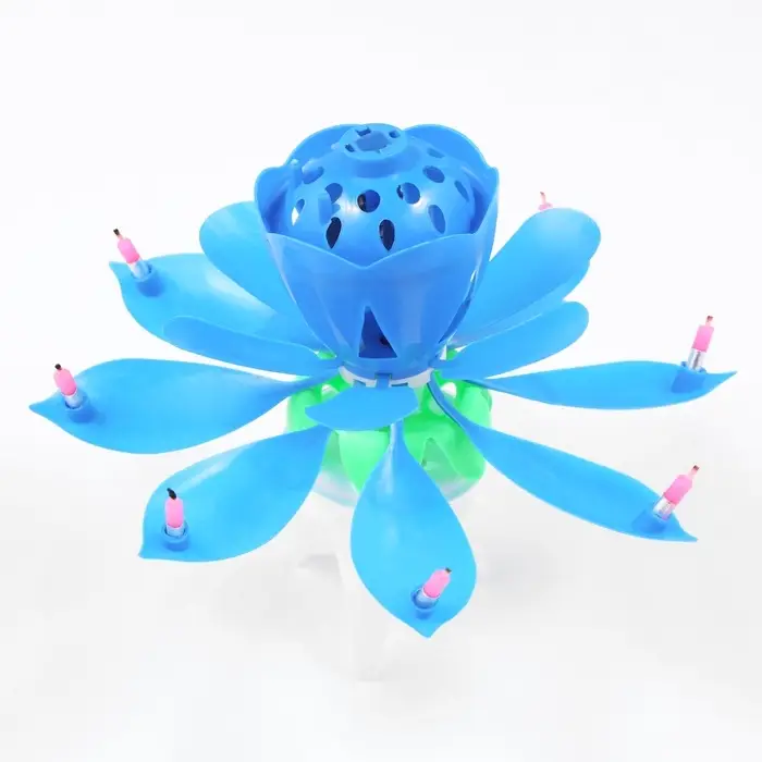 Свеча для торта музыкальная &laquo;Тюльпан&raquo;, крутящаяся, синяя, 14.5&times;6 см