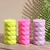 Свеча "Столб ромбики" 6х6х12 см, соевый воск, микс Свеча "Столб ромбики" 6х6х12 см, соевый воск, микс