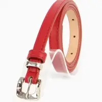 Ремень женский тонкий, 110&times;1.3 см, с пряжкой металл, красный