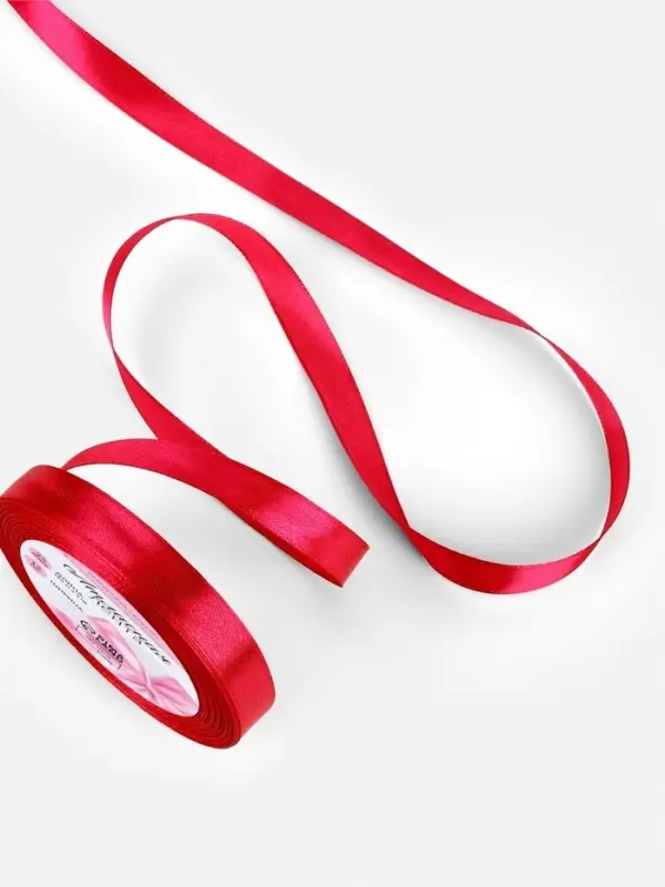 Лента атласная, 12 мм, 23±1 м, красная №33 Лента атласная, 12 мм, 23±1 м, красная №33