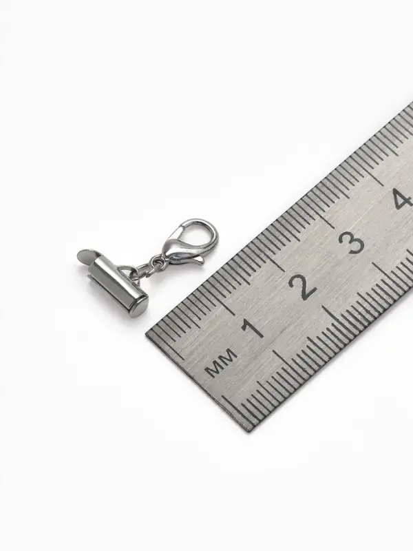 Концевик для браслета из бисера (пара) QF, 10 мм, металл, с цепочкой удлинителем, цвет серебро