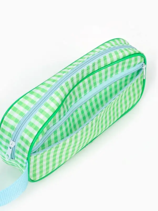 Пенал школьный, текстиль, 2 отделения, 22&times;10&times;7 см &laquo;Зелёный&raquo;